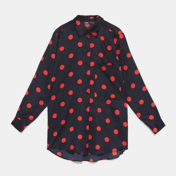 Zara Polka Dot Button Down Blouse small - Picture 1 of 8
